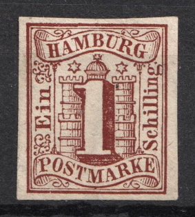 1859 1s Hamburg, German States, Germany (Signed)