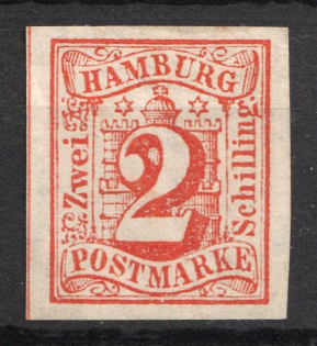 1859 2s Hamburg, German States, Germany (Signed)