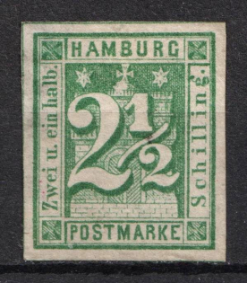 1864 2.5s Hamburg, German States, Germany (Signed)