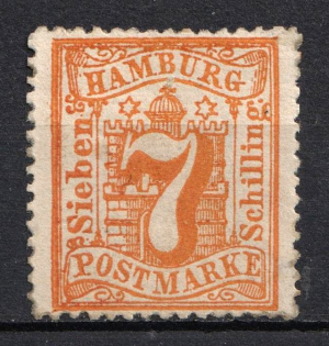 1864 7s Hamburg, German States, Germany (Signed)
