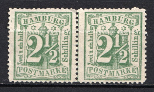 1867 2.5s Hamburg, German States, Germany, Pair