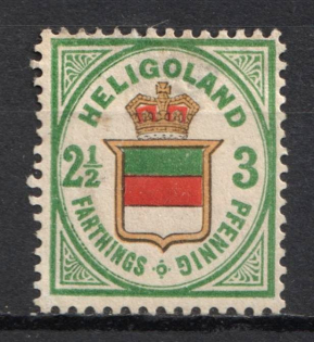 1877 2 1/2f on 3pf Heligoland, German States, Germany (Signed)