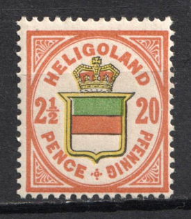 1877 2 1/2f on 20pf Heligoland, German States, Germany (MNH)