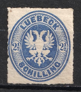 1863 2 1/2s Lubek, German States, Germany