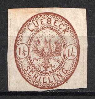 1864 1 1/4s Lubek, German States, Germany (Signed)