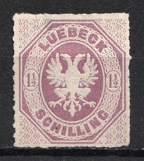 1865 1 1/2s Lubek, German States, Germany (Signed)