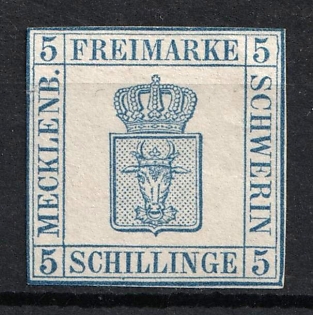 1856 5s Mecklenburg-Schwerin, German States, Germany (Signed)