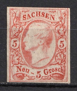 1856-63 5ngr Saxony, German States, Germany (Signed)