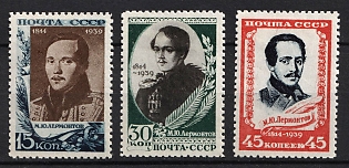 1939 The 125th Anniversary of the Lermontov's Birthday, Soviet Union, USSR, Russia (Full Set)