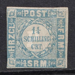 1864 1 1/4s Schleswig-Holstein, German States, Germany (Signed)