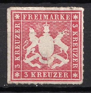 1865 3kr Wurttemberg, German States, Germany