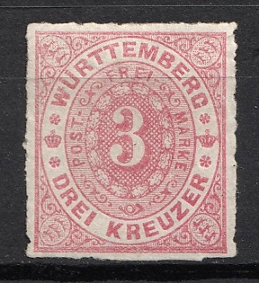 1869 3kr Wurttemberg, German States, Germany (MNH)