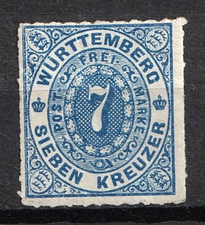 1869 7kr Wurttemberg, German States, Germany (MNH)