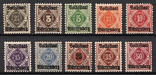 1919 Wurttemberg, German States, Germany, Official Stamps (Signed, Full Set)