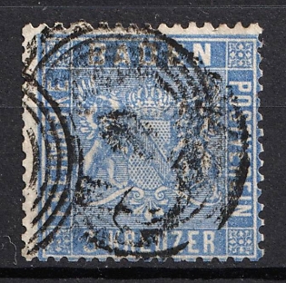1860-61 3kr Baden, German States, Germany (Used)