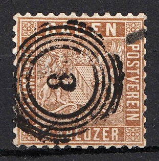 1862 9kr Baden, German States, Germany (Signed, Used)