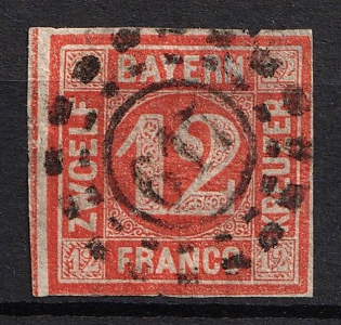 1858 12kr Bavaria, German States, Germany (Used)
