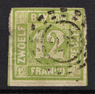 1862 12kr Bavaria, German States, Germany (Used)
