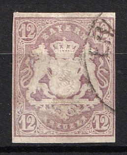 1867 12kr Bavaria, German States, Germany (Used)