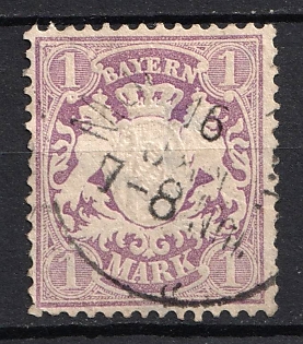 1875 1m Bavaria, German States, Germany (Used)