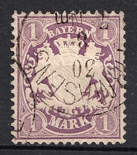 1875 1m Bavaria, German States, Germany (Used)