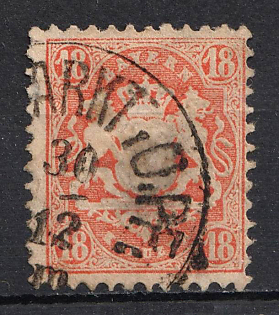1875 18kr Bavaria, German States, Germany (Used)