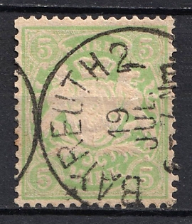1900 5m Bavaria, German States, Germany (Bayreuth Postmark)