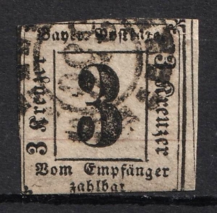 1862 3kr Bavaria, German States, Germany, Official Stamp (Used)