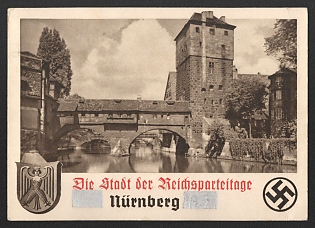 1936 'The City of the Nazi Party Rallies Nuremberg' Propaganda Postcard