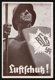 1942 'Air Defense!' Propaganda Postcard