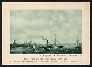 1938 'Ship's Mail Bremen Bremerhaven 1827-1851' Propaganda Postcard
