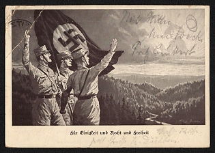 1933-1945 'For Unity and Justice and Freedom' Propaganda Postcard