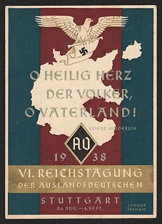 1938 'VI. Reichstagung Der Auslands Deutschen Stuttgart 26 Au G.-4 Sept' Propaganda Postcard