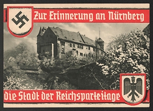 1937 'In Memory of Nuremberg, the City of the Nazi Party Rallies' Propaganda Postcard