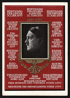 1939 'Over Bohemia and Maria March 1939. Return of the Memeland March 1939' Propaganda Postcard