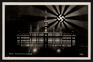 1938 'Vienna I. Illuminated City Hall' Propaganda Postcard