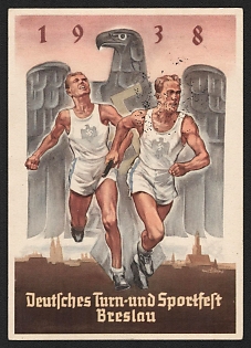 1938 'German Gymnastics and Sports Festival Breslau' Propaganda Postcard