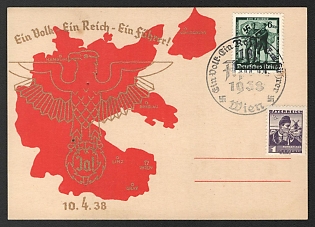 1938 'One People One Reich - One Leader!' Propaganda Postcard