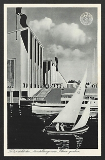 1937 'Partial View of the Exhibition Seen From the Rhine' Propaganda Postcard