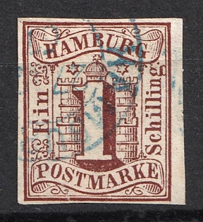 1859 1s Hamburg, German States, Germany (Used)