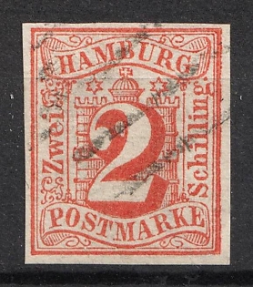 1859 2s Hamburg, German States, Germany (Signed, Used)