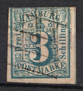 1859 3s Hamburg, German States, Germany (Used)