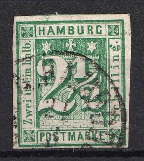 1864 2 1/2s Hamburg, German States, Germany (Used)