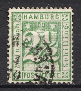 1865-67 2 1/2s Hamburg, German States, Germany (Used)