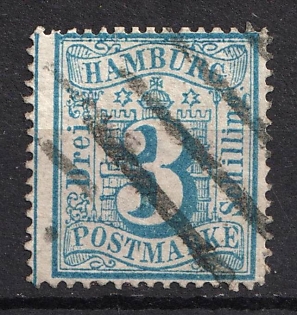 1867 3s Hamburg, German States, Germany (Used)