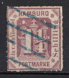 1866 1 1/4s Hamburg, German States, Germany (Used)