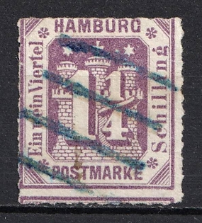 1866 1 1/4s Hamburg, German States, Germany (Used)