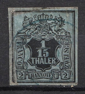 1851 1/15th Hannover, German States, Germany (Used)