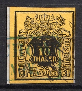 1851 1/10th on piece Hannover, German States, Germany (Signed, Used)