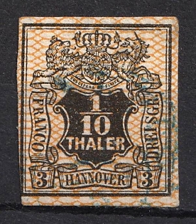 1856-57 1/10th Hannover, German States, Germany (Signed, Used)